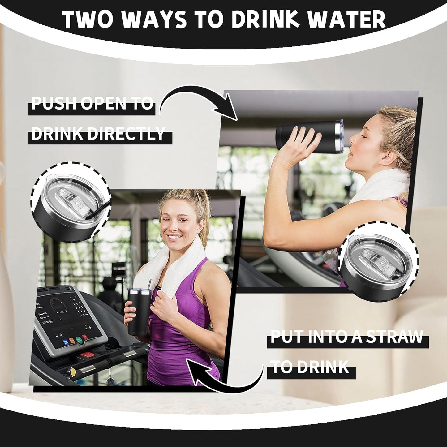 20 oz Tumbler with Lids and Straws, Stainless Steel Insulated Coffee Tumbler, Double Wall Vacuum Insulated Travel Mug Cup, Leakproof Thermal Coffee Cup for Hot and Cold Drinks (black)