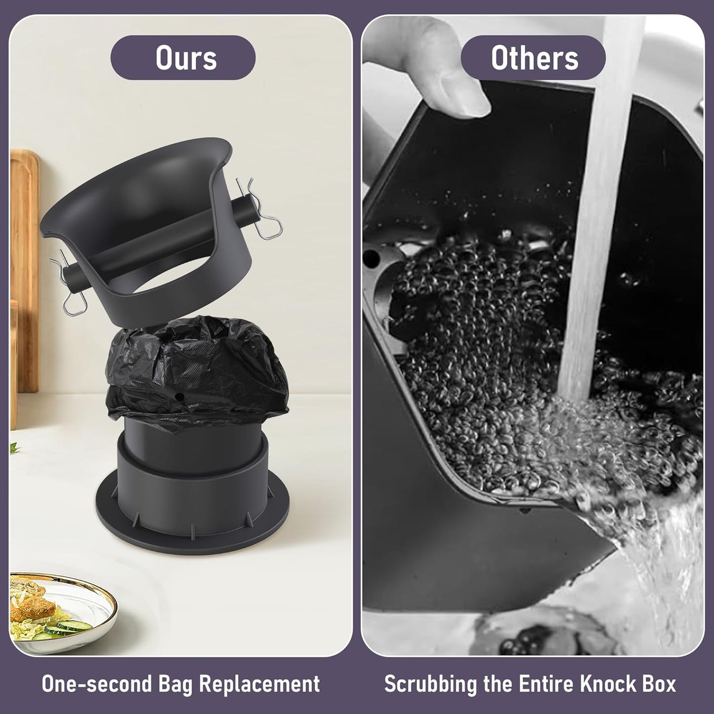 4L Espresso Knock Box, Coffee Grounds Disposal and Recycle Trash Can with Brush, Towel and 100 pcs Collecting Bags, Barista Essential Coffee Accessory for Cafe Shop Home Bars Office Work Breakroom