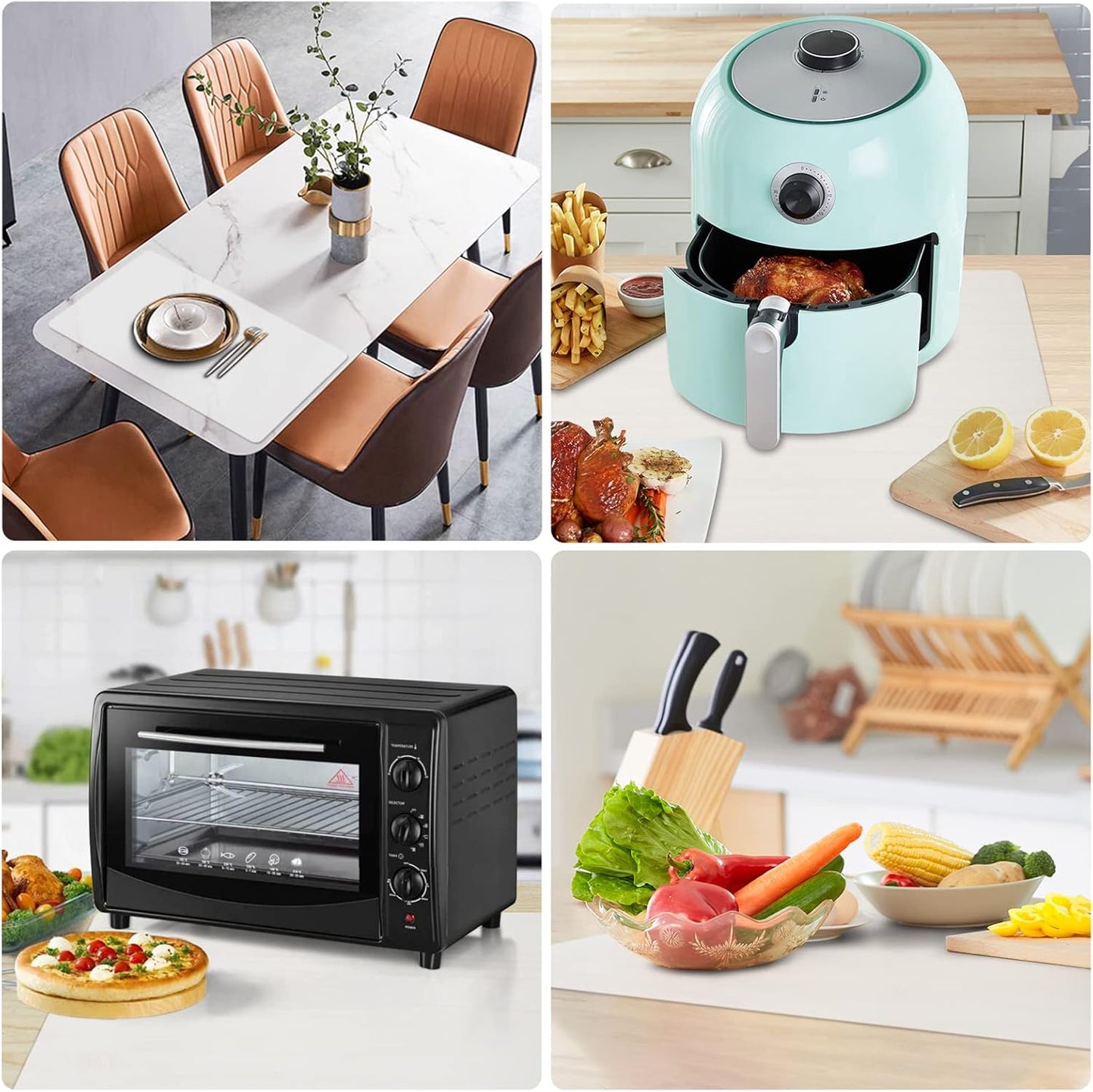 Silicone Mats for Kitchen Counter, Nonslip Silicone Mats for Crafts Countertop Protector Heat Resistant Mat (78.7” x 24” x 0.08”, Translucent)