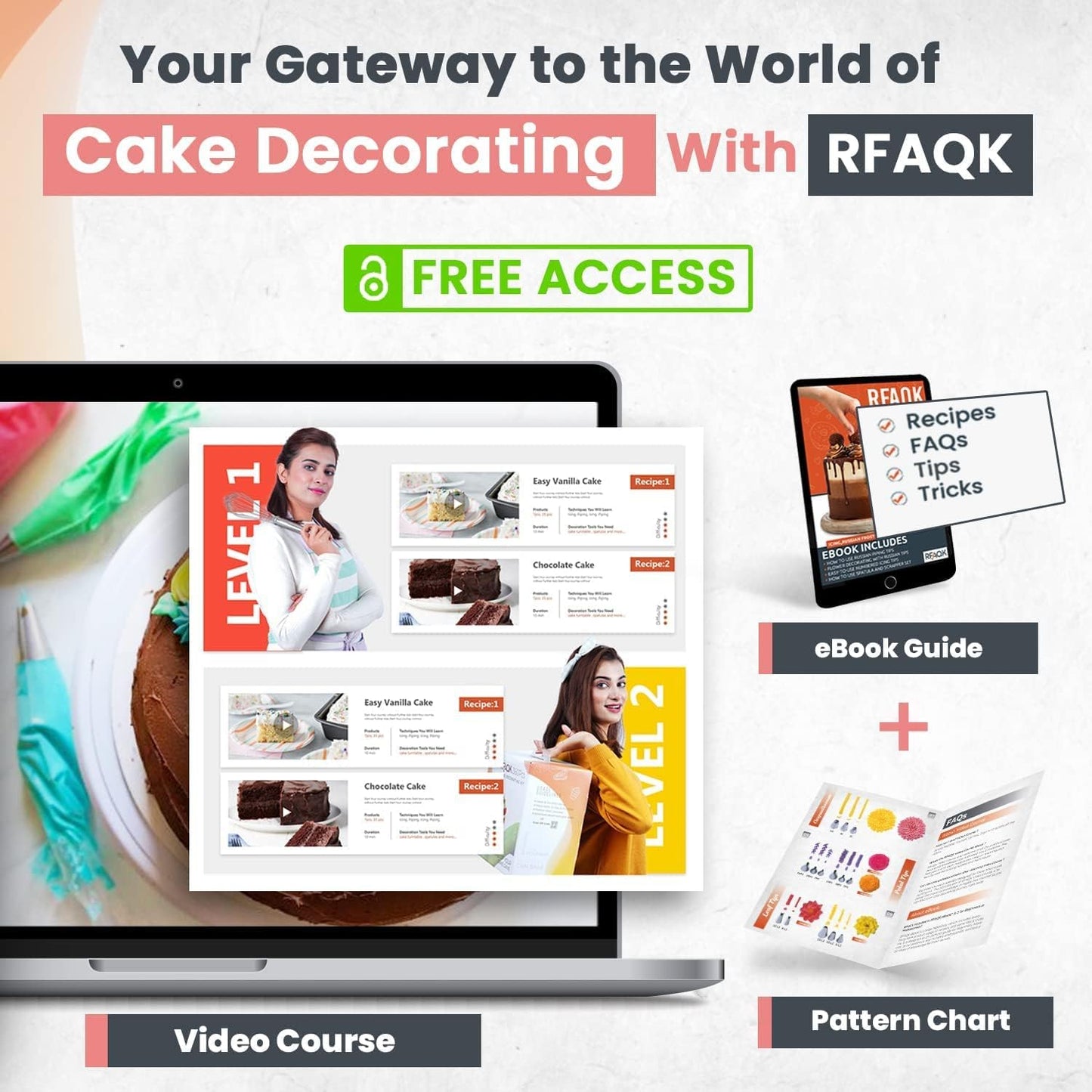 RFAQK 74 PCs Icing Piping Bags and Tips Set, Cake Decorating Kit with 48-Numbered Piping Tips, 20+1 Pastry Bags for Cookie Cupcake Cake Decoration, Cake Decorating Tips Set with Booklet and E-book