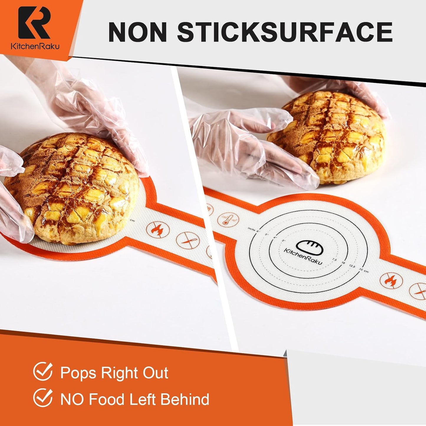 Cook's Aid 2 Pcs Silicone Bread Sling for Dutch Oven, Non-Stick Bread Baking Mat Set, Reusable Sourdough Bread Sling with Long Handles for Easier Transfer for Dough