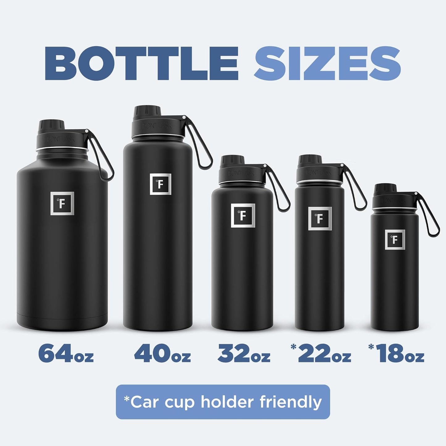 IRON °FLASK Camping & Hiking Hydration Flask with 3 Lids - Stainless Steel, Double Walled & Vacuum Insulated Water Bottle - Leak Proof & BPA Free (Aurora, Spout - 40 oz)