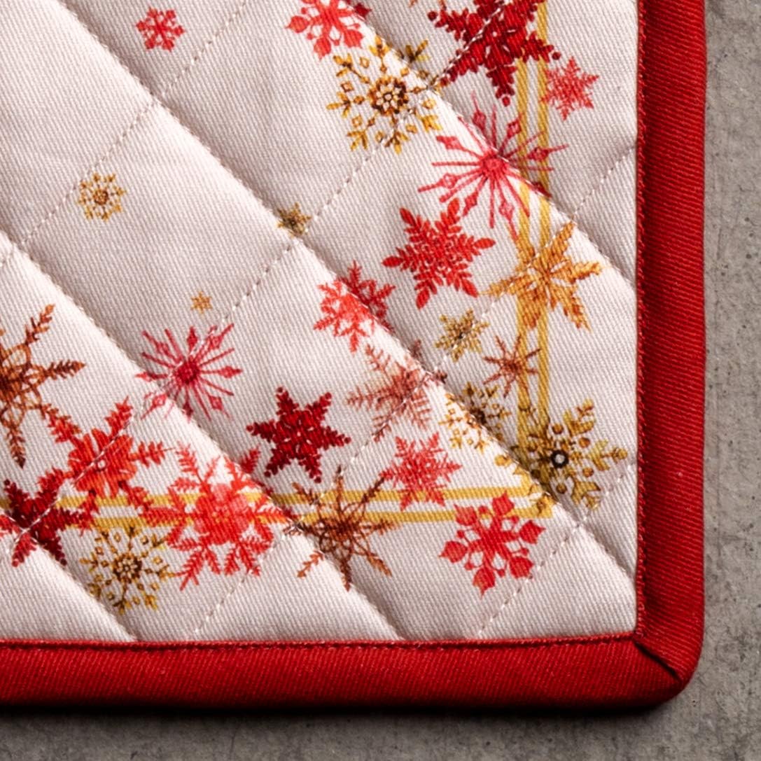 Maison d' Hermine Pot Holders Set 100% Cotton Heat Resistant Potholders 8" x 8" Hot Pads with Loop BBQ, Cooking, Baking, Grilling, Kitchen, Handling Hot Pans (Pack of 2, Crystal Star)