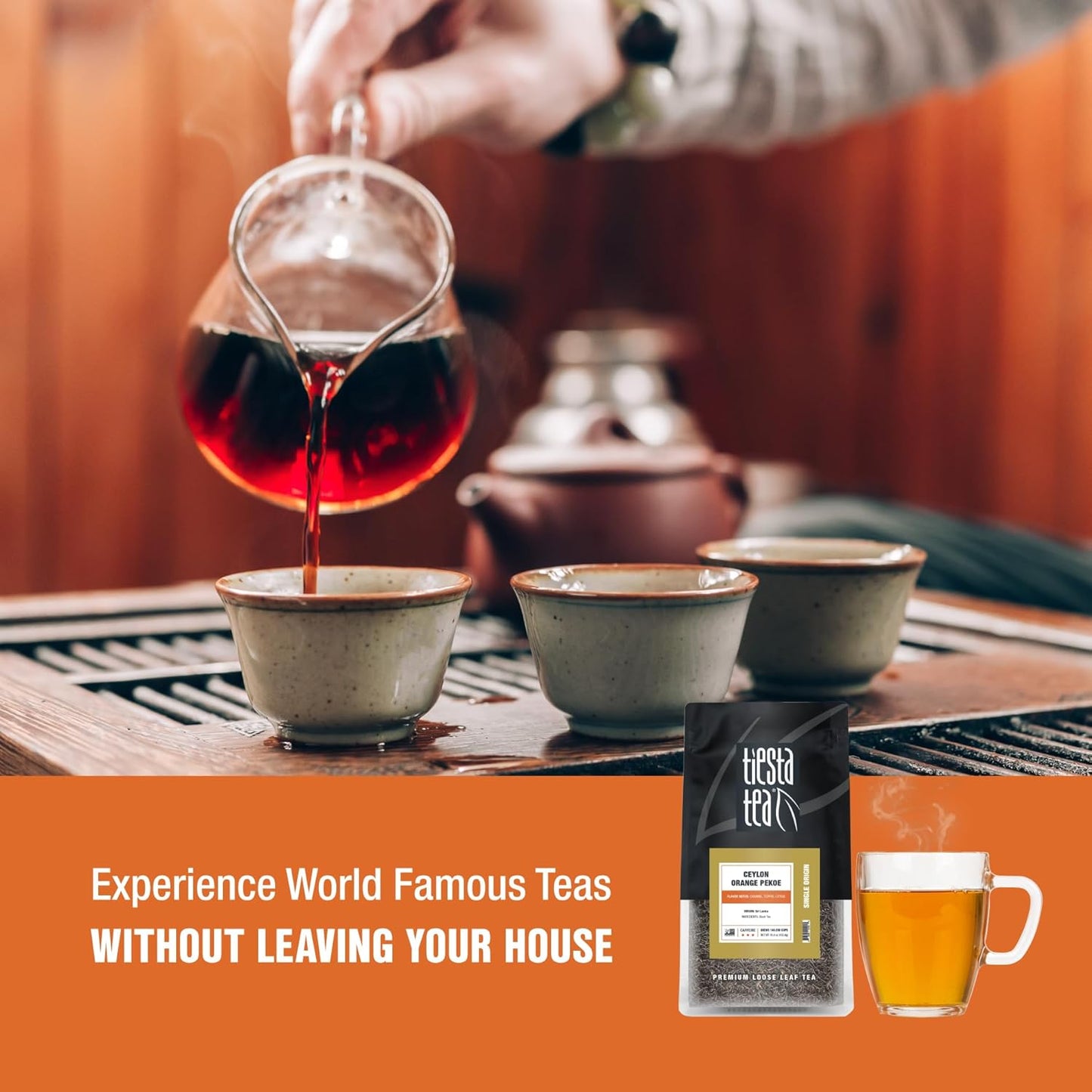 Tiesta Tea - Ceylon Orange Pekoe Black Tea, Loose Leaf, Single Origin Premium from Sri Lanka, Pure Unblended High Caffeinated, Hot or Iced & Brews Up to 200 Cups, 16oz Resealable Bulk Pouch
