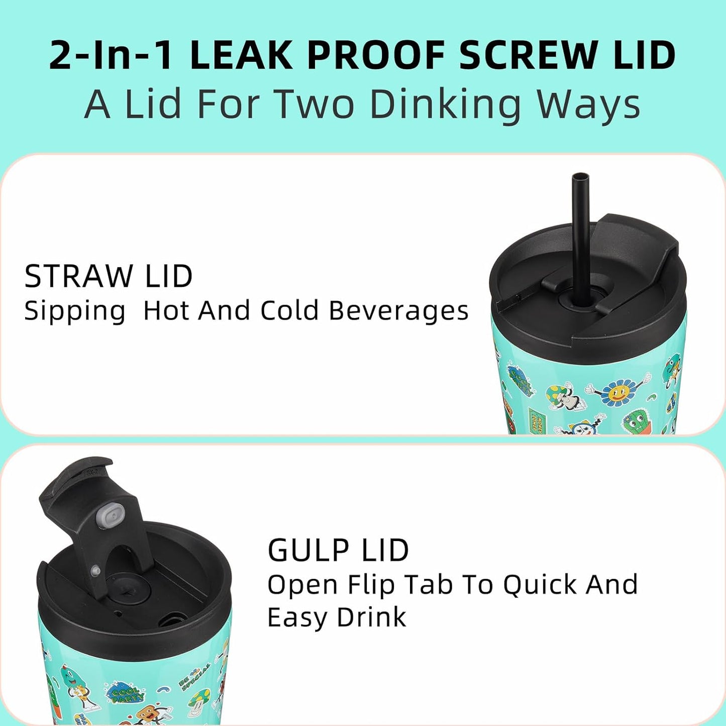 BJPKPK 18oz Stainless Steel Insulated Tumbler With lid And Straw Travel Coffee Thermal Tumblers Cup For Women And Men,Spring Party Green