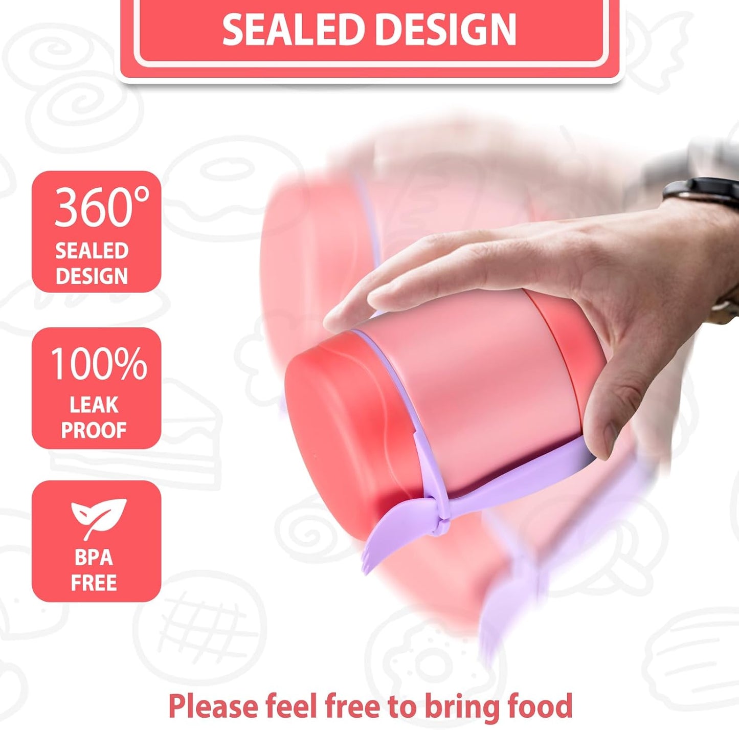 10oz Soup Thermo for Hot Food Kids,Lunch Thermo Kids Food Jar with Spoon Hot Insulated Food Containers,Leak Proof Stainless Steel Wide Mouth Lunch Food Thermo Jar for School(Pink)