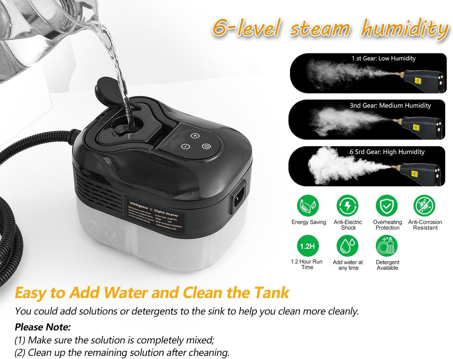 Handheld Steam Cleaner, 2500W Pressurized Multi-Surface Steam Cleaner for Home Use, Car Steamer For Cleaning Auto Detailing Kitchen Floors Tools