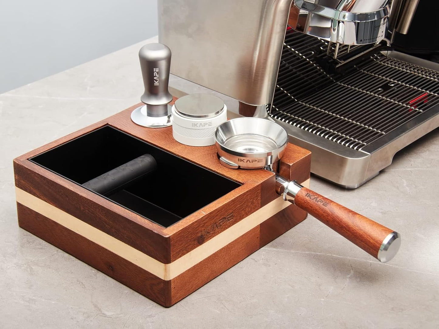 IKAPE Coffee Products, 54mm Bottomless Naked Portafilter Compatible with 54mm Breville Barista Series BES870/880 Machine & Solis Barista Machines (Included 16g Capacity Filter Basket)