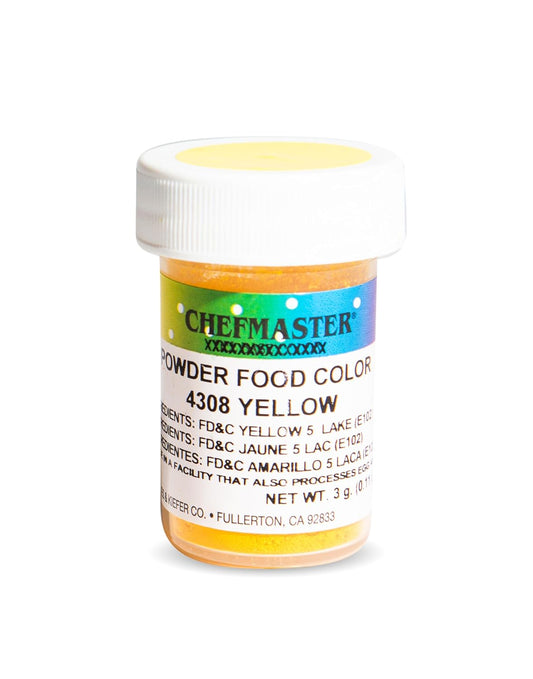 Chefmaster Yellow Dry Powder Candy Color | Vibrant Shades | Chocolate, Macarons, Fondant | Decorating | Professional-Grade Dye | Easy-to-Use | Manufactured in USA | 3 grams