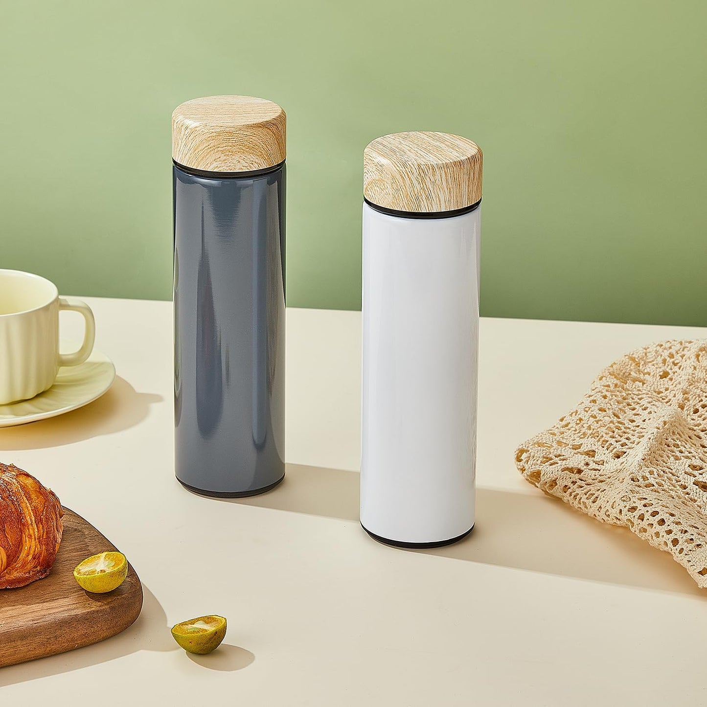 15oz Water Bottle Stainless Steel Thermos Flask - Insulated Vacuum, Leak Proof, Keeps Drinks Hot/Cold - Ideal for Coffee, Tea, Water - Green