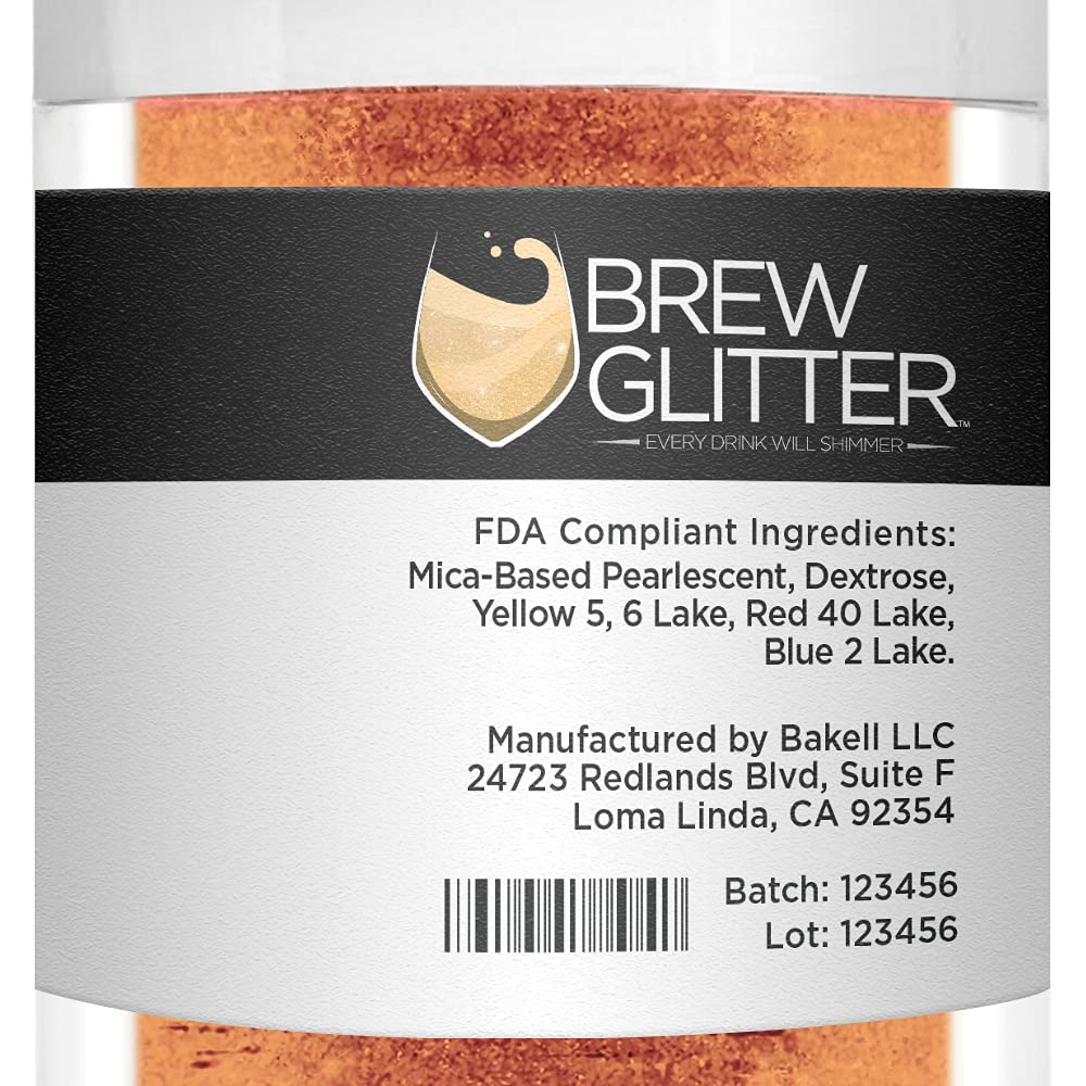 Bronze BREW GLITTER Edible Glitter For Drinks, Cocktails, Beer, Garnish Glitter & Beverages | KOSHER & HALAL Certified | 100% Edible & Food Grade | Vegan, Gluten, Nut Free (25g, Bronze)