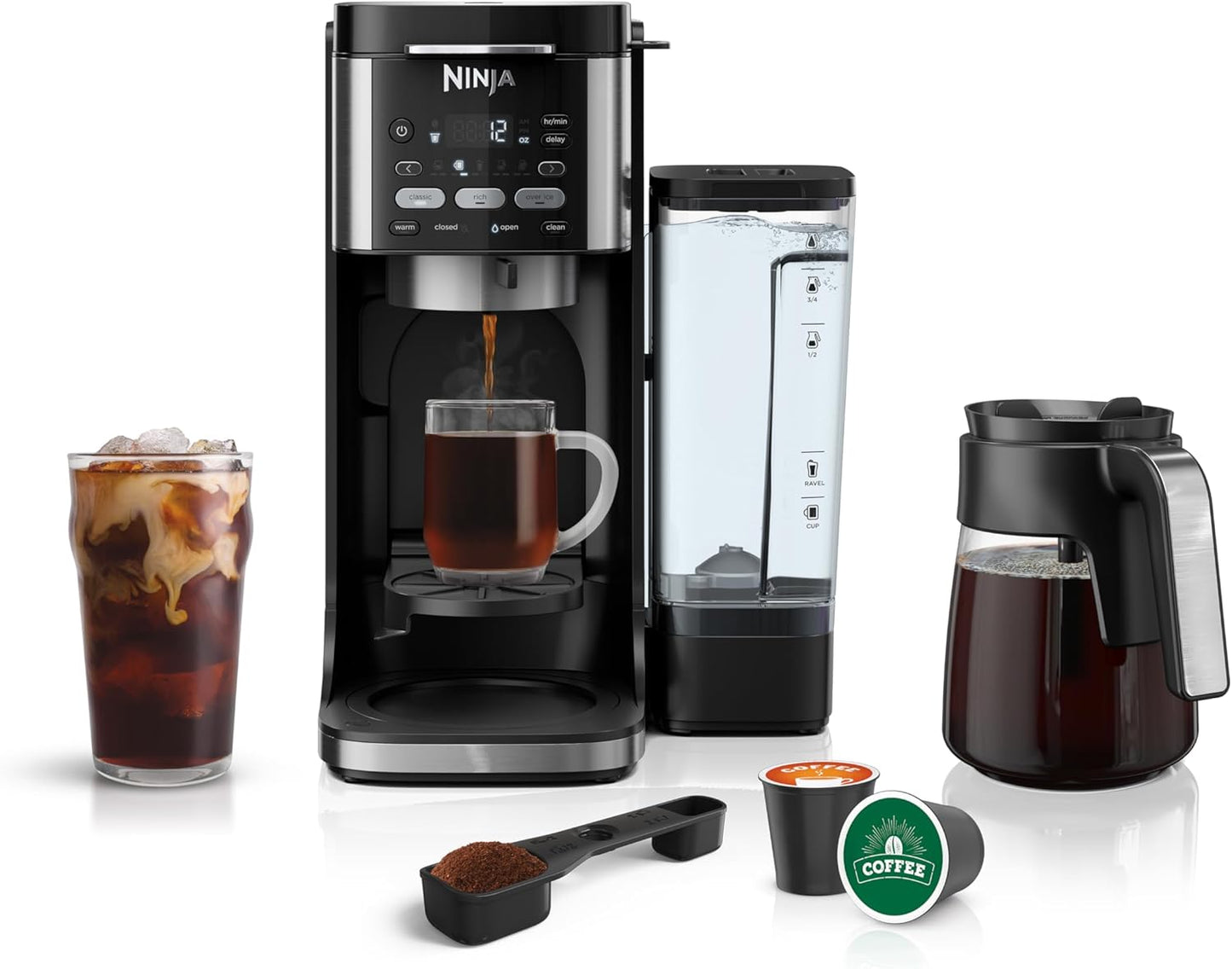 Ninja | Drip Coffee Maker | DualBrew Pro Hot & Iced Coffee Machine | Use with K-Cup Coffee Pods | 3 Brew Styles (Classic, Rich, & Iced) | 60oz Removable Reservoir & Dishwasher Safe | Black | CFP101