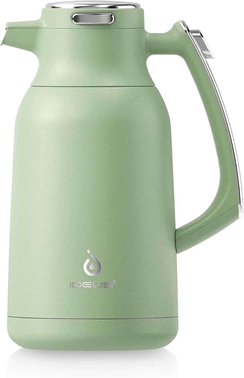 IDEUS Thermal Coffee Carafe 68oz (2,000ml), Stainless Steel Double Wall Insulated Vacuum Flask, Water Jug Coffee Server and Beverage Dispenser, Heat and Cold Retention (Avocado, 68oz (2,000ml))