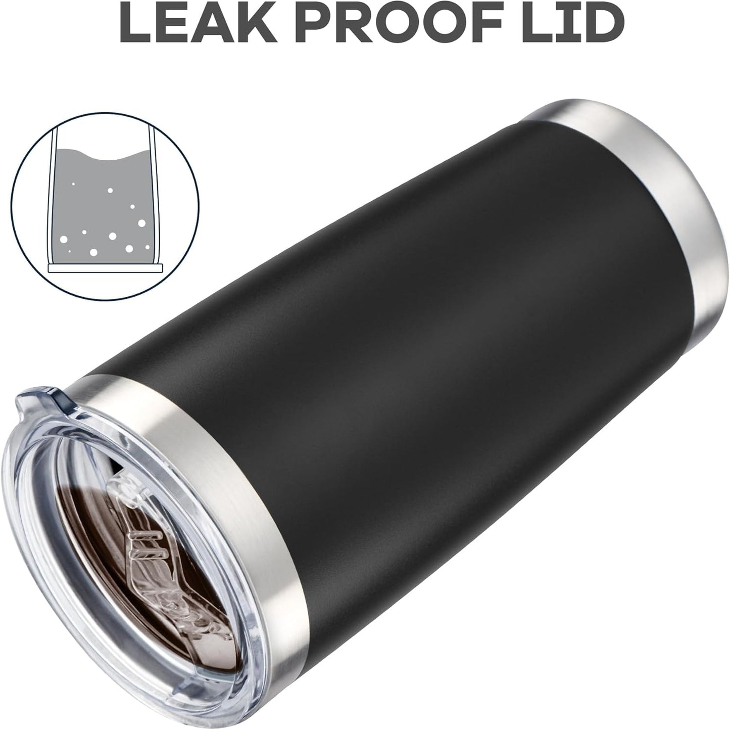 20 oz Tumbler with Lid Stainless Steel Insulated Tumblers Bulk Double Wall Vacuum Cups Powder Coated Travel Mug Keep Drink Cold and Hot, Black, 8 Pack