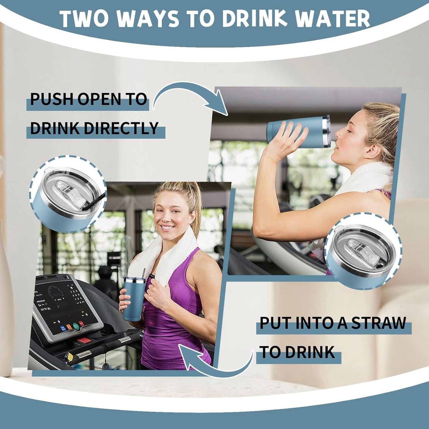 20 oz Tumbler with Lids and Straws, Stainless Steel Insulated Coffee Tumbler, Double Wall Vacuum Insulated Travel Mug Cup, Leakproof Thermal Coffee Cup for Hot and Cold Drinks (azure blue)