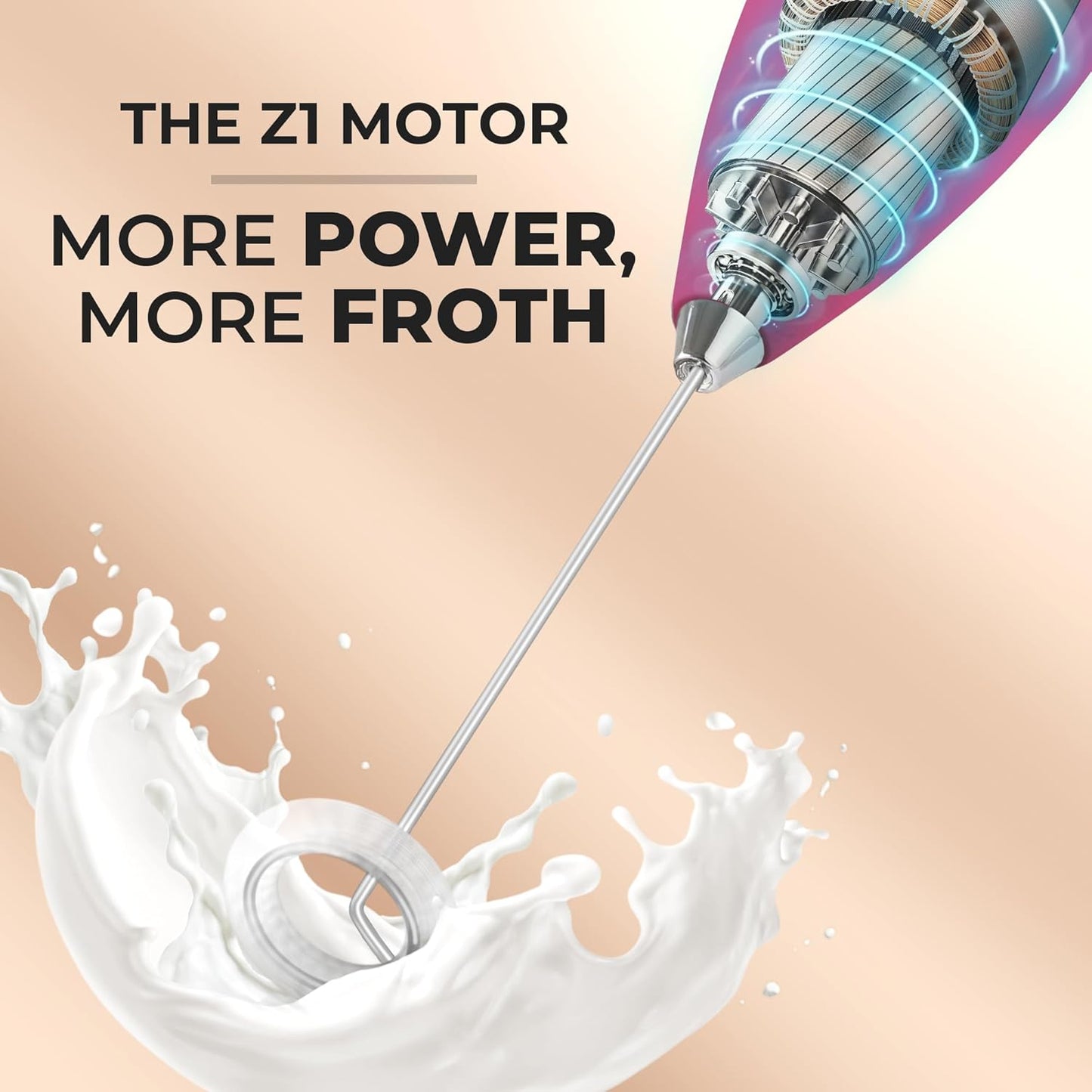 Zulay Kitchen Powerful Milk Frother Wand With 4 AA Duracell Batteries - Ultra Fast Handheld Drink Mixer - Electric Whisk Foam Maker for Coffee, Lattes, Cappuccino, Matcha & Creamer -