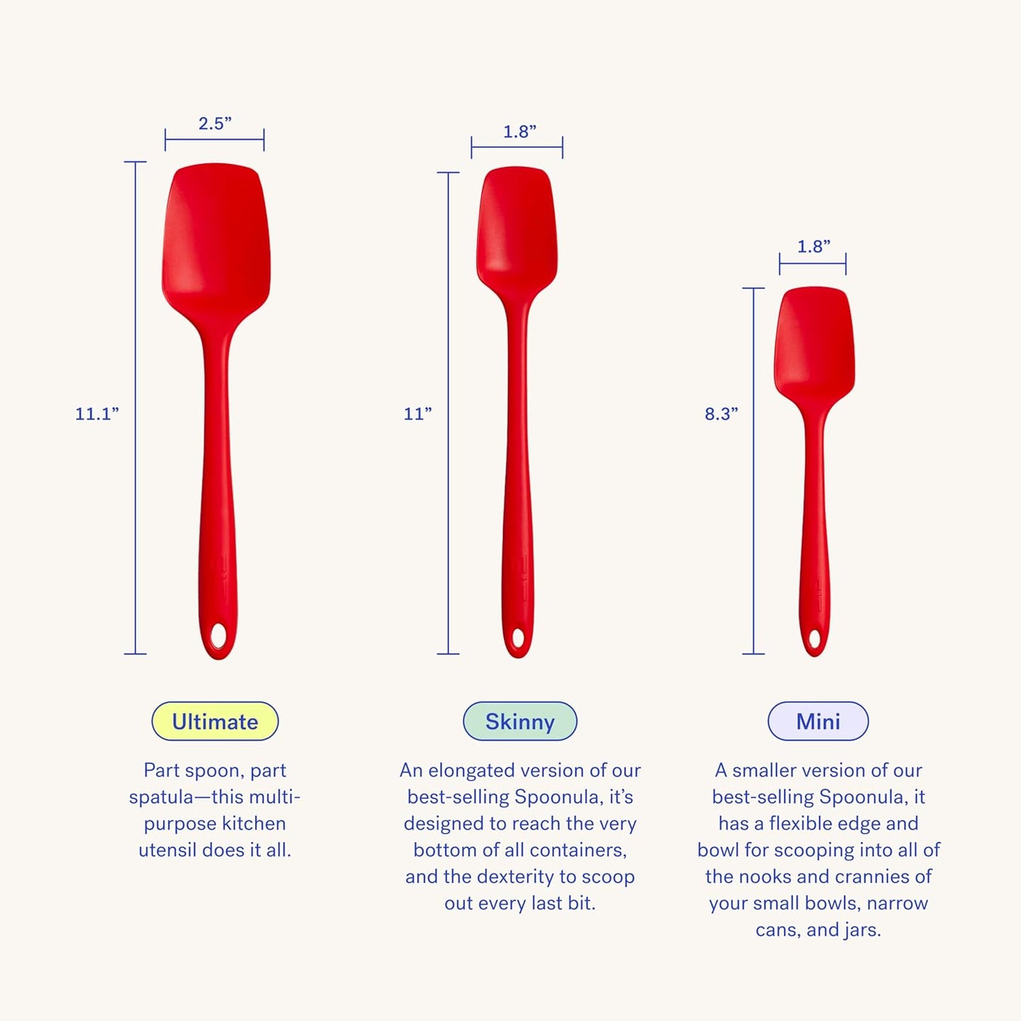GIR: Get It Right Seamless Silicone Spoonula Spatula - 8-Inch Mini Red - Heat-Resistant up to 425°F - Flexible Edge Scraper for Jars & Bowls - Dishwasher Safe - Silicone Spatula for Cooking