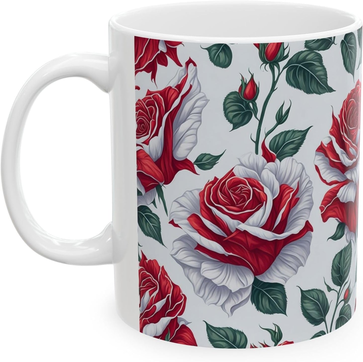 11 OZ Novelty Coffee Mugs - Christmas Gift (Red Rose Theme)