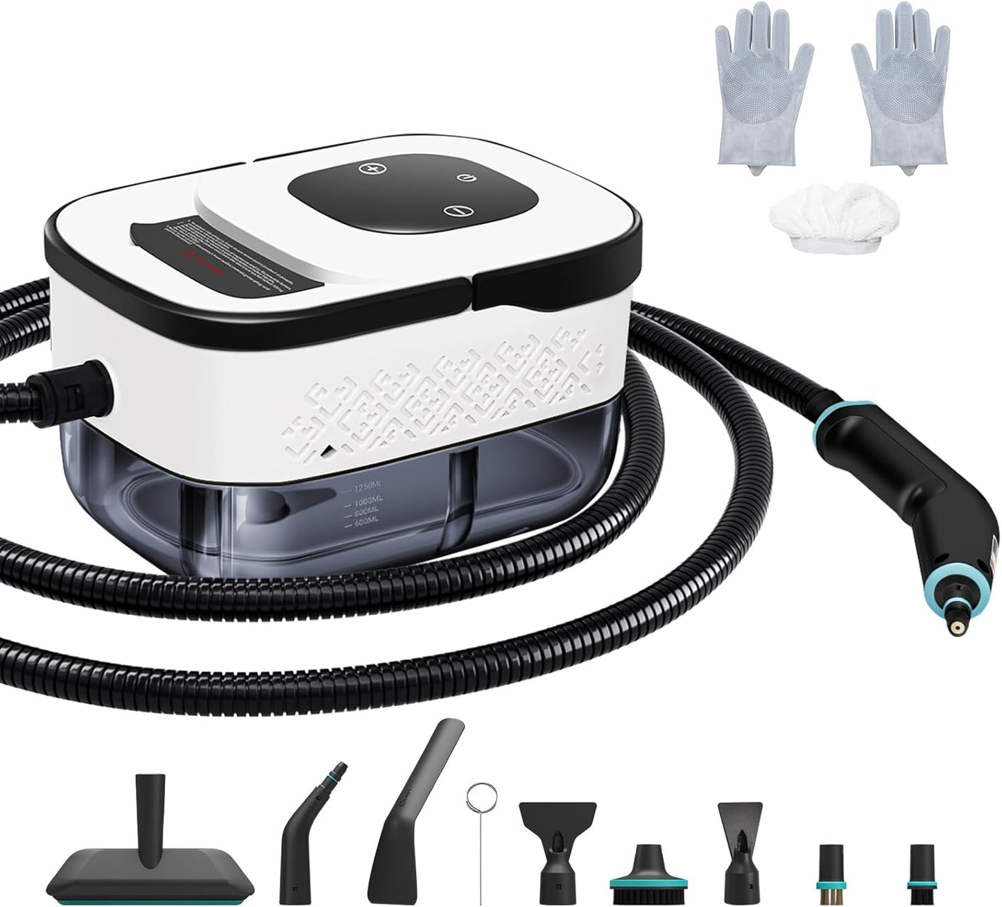 Handheld Pressurized Steam Cleaner. 4Bar for Home, Kitchen, Bathroom, 15s Heat-Up, 6 Adjustable Levels, Large 42.27oz Tank, Portable Steamer for Tile, Grout, Floor, Shower, Walls with 12 Accessories