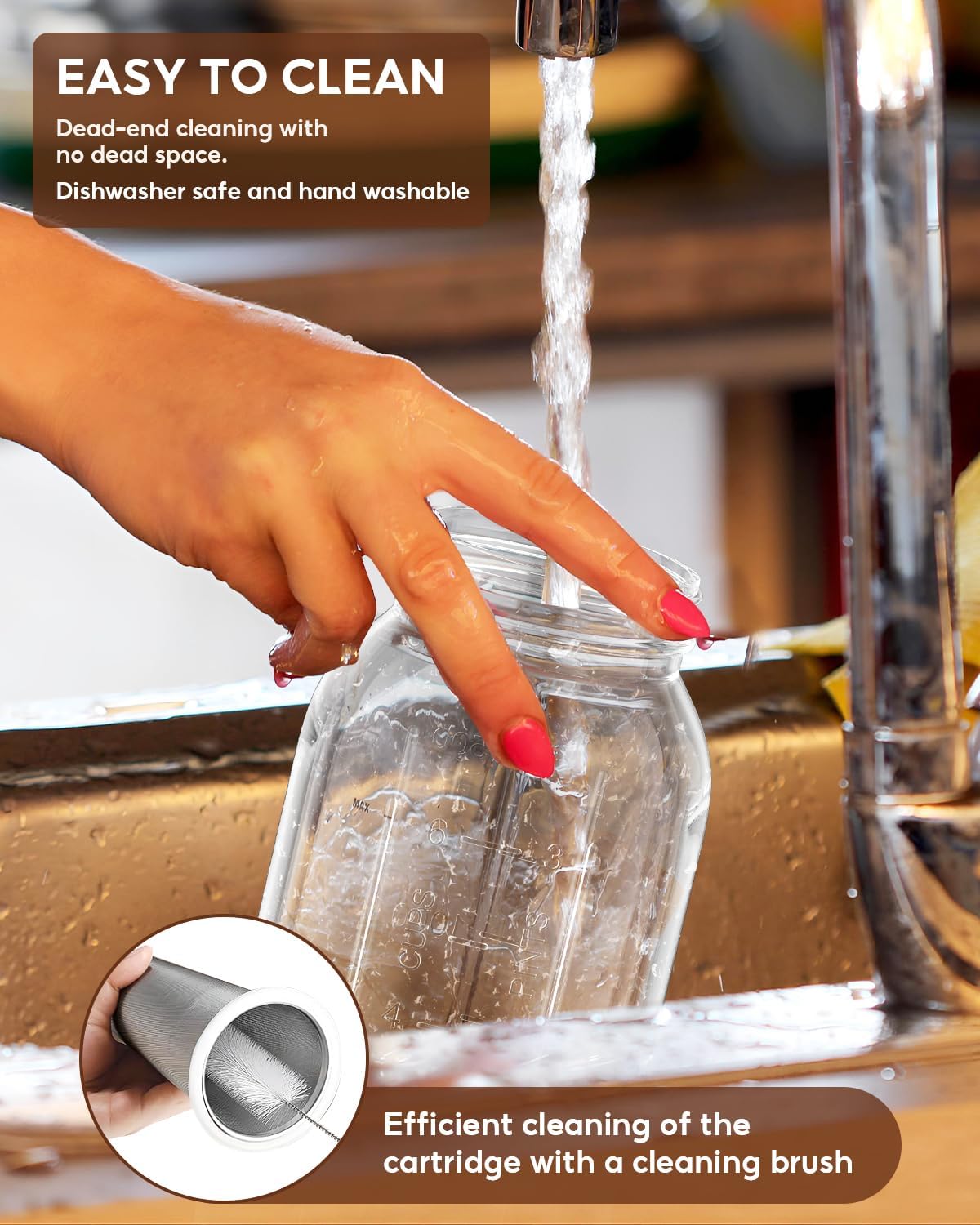 Cold Brew Coffee Maker Jar - 2 Pack 64 oz(2 Quart / 1.9 Liter)Glass Cold Brew Maker with Handle, Stainless Steel Filter&Leak-Proof Lid, Heavy Duty Cold Brew Pitcher for Iced Coffee, Sun Tea, and Milk