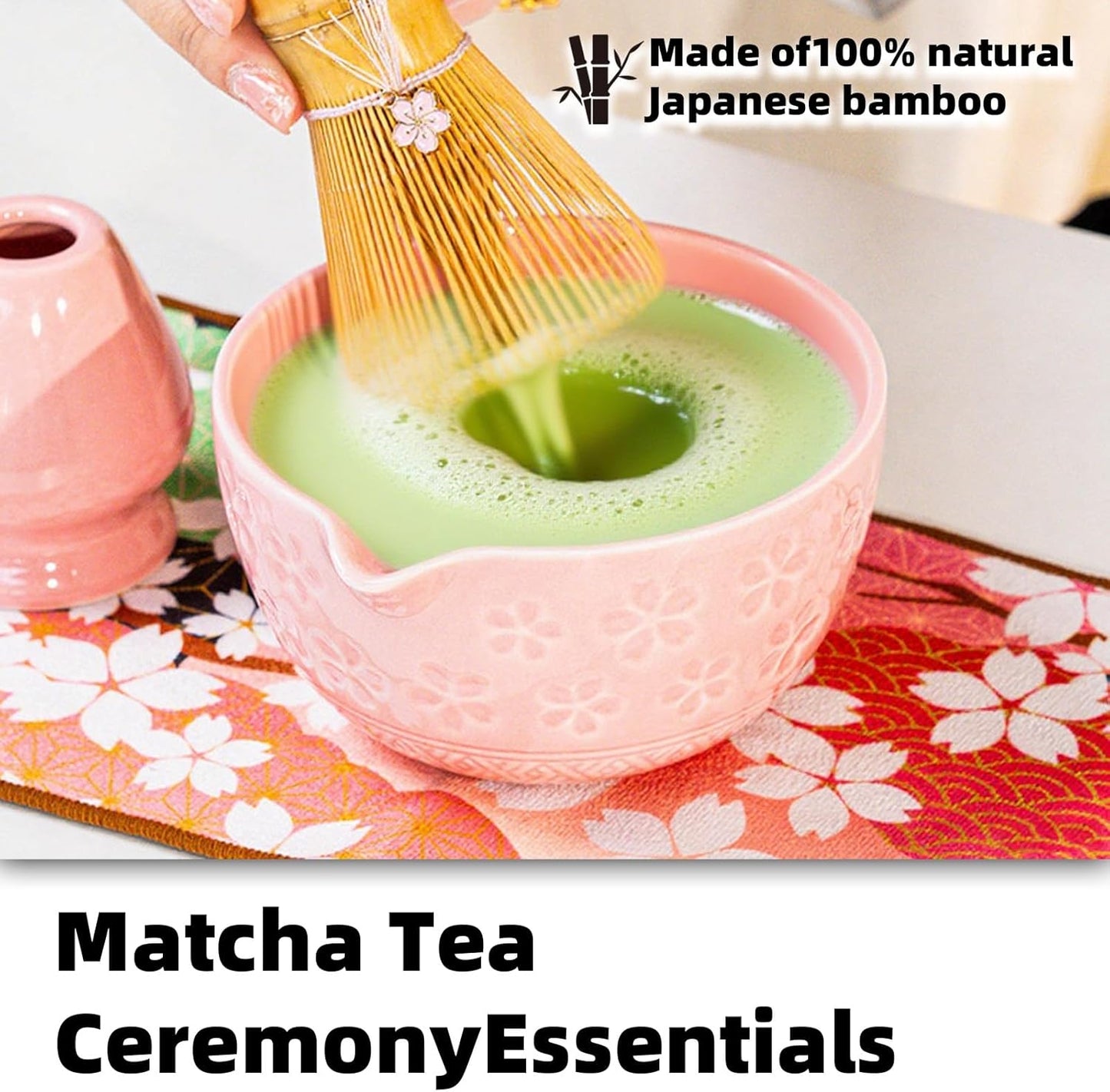 8 PCS Matcha Whisk Set, Ceramic Matcha Set, Includes Bowl, Matcha Whisk Holder Matcha Bamboo Whisk, Scoop, Sifter, Unique Gift for Matcha Lovers (B)