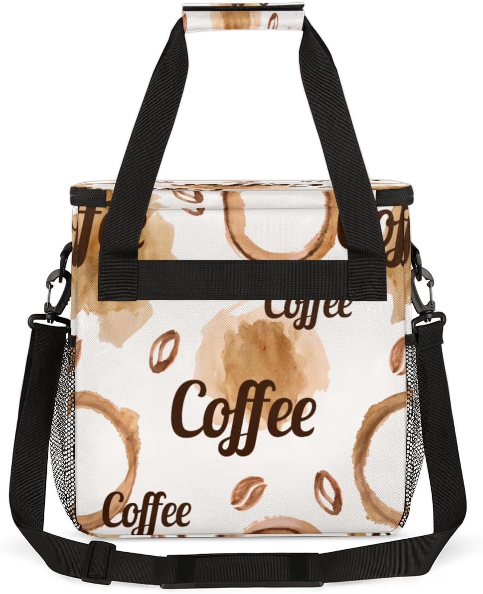 Watercolor Coffee Coffee Maker Carring Bag Coffee Beans Travel Carrying Storage Tote Bag Compatible with Keurig K-Mini or K-Mini Plus Portable Single Serve Coffee Brewer Case with Pockets for K-cup Pods