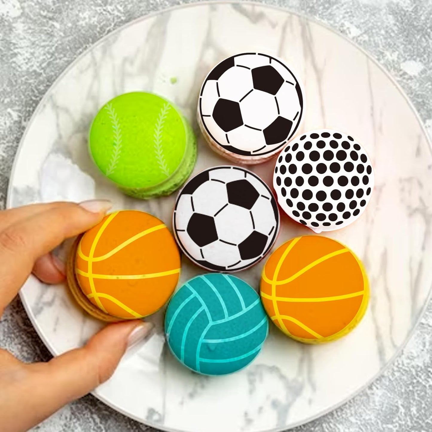 Small Sports Ball Stencil for Cakes Cupcake Cookie Decorating Stencils Reusable Football Basketball Baseball Golf Soccer Stencil on Baking Coffee Decorating Card Making (25 Sport Cookie)