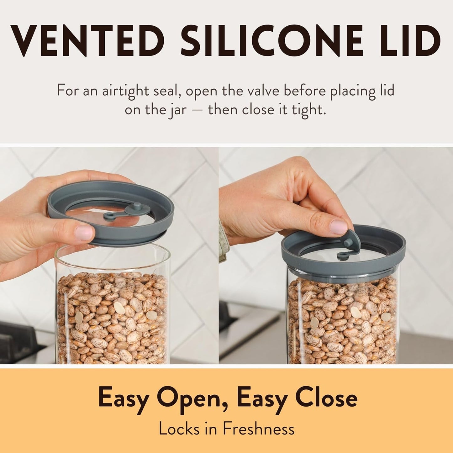 Glass Airtight Canisters with Silicone and Glass Lids – BPA-Free Borosilicate Containers for Food Prep, Storage, Wet or Dry Food Jars for Rice, Tea, Coffee, Candy – Set of 6 (28 oz)