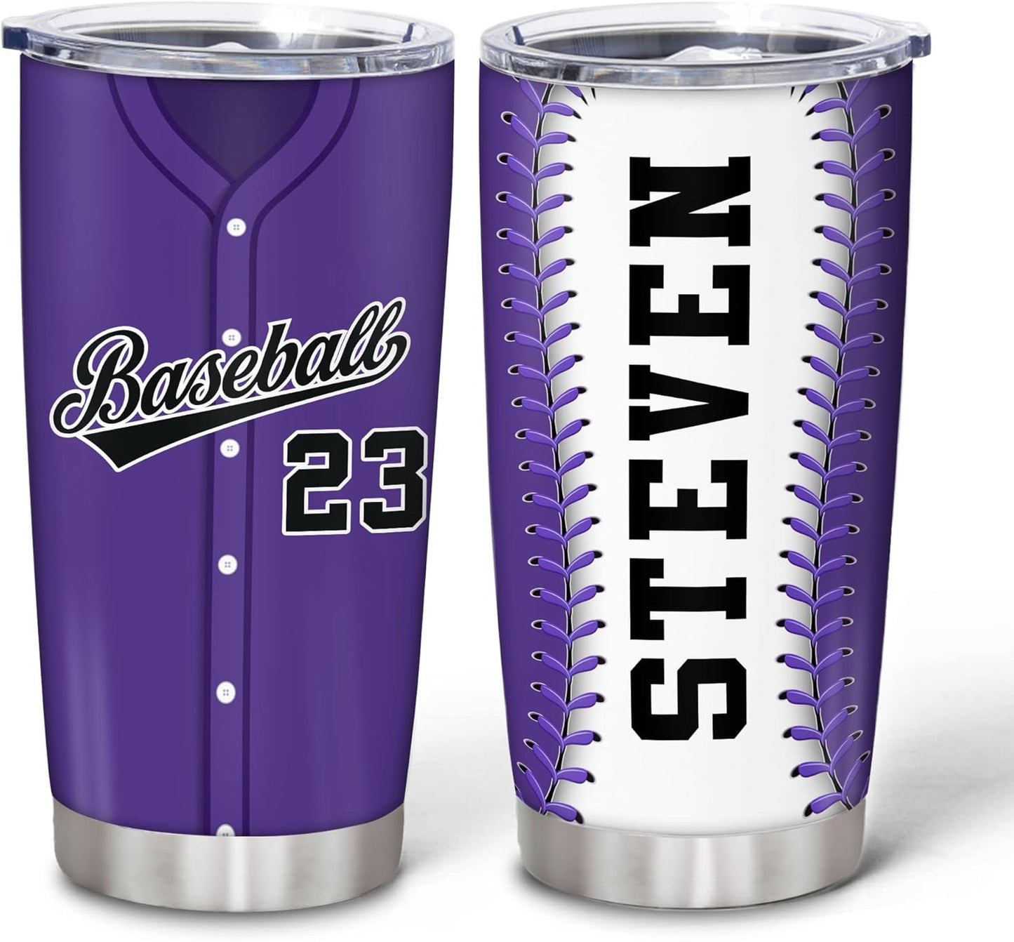 Hyturtle Personalized Baseball Tumbler Baseball Players Design Stainless Steel Double Walled Vacuum Insulated Tumblers 20oz30oz Coffee Travel Mug Cup Christmas Gift For Men Boys Friends Dad Sports Fan