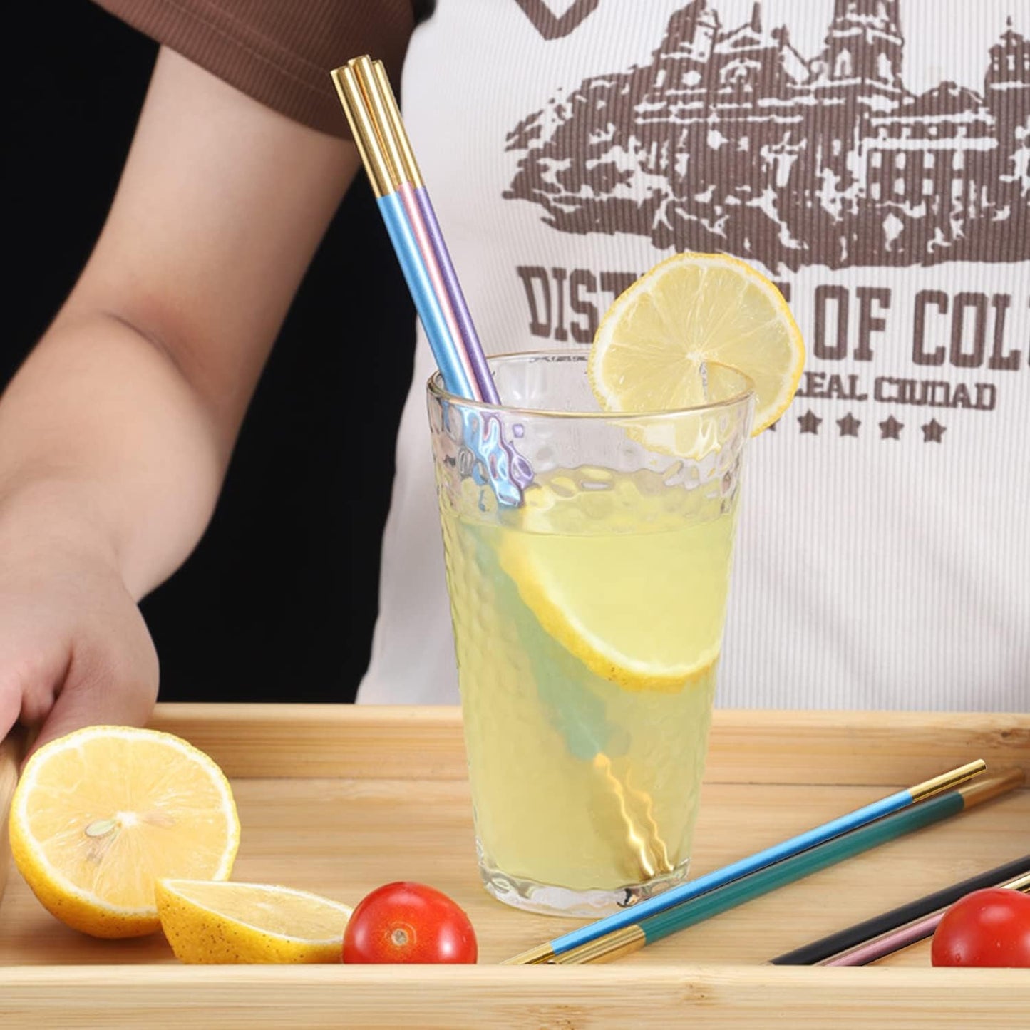 Stainless Steel Reusable Metal Straws,Extra Long Reusable Metal Straws,Metal Drinking Straws,Mixed Colours,Straight,5-color,5 Pieces.