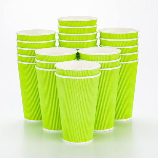 Restaurantware 12 Ounce Double Wall Disposable Coffee Cups, 500 Insulated Green Paper Tumblers with Rolled Rim Design, Lids Sold Separately for Hot Drinks like Tea, Hot Chocolate and More