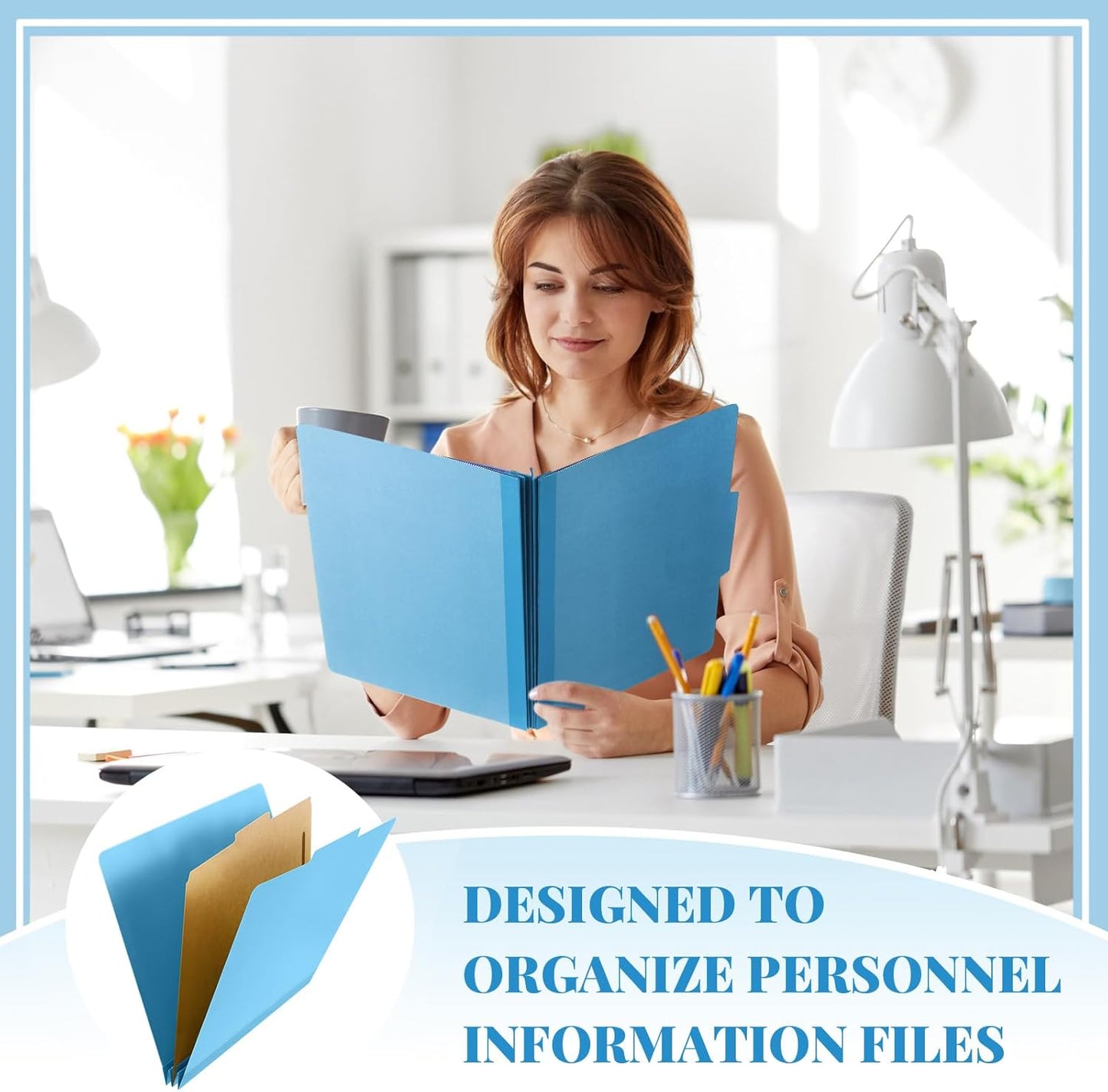 36 Pcs Classification Folders Letter Size, Back to School Supply for Teacher, Student, 1 Divider Pressboard File Folder Bulk with 2 Fasteners, 3.5 Inch Expanding File Organizer (Blue)