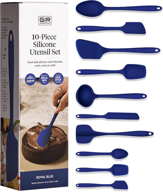 GIR: Get It Right 10 Piece Silicone Utensil Set - Ladle, Spatula, Flip, Spoon & Spoonula, Non-Stick, Heat Resistant, Dishwasher Safe, Silicone Kitchen Utensils, Baking Supplies