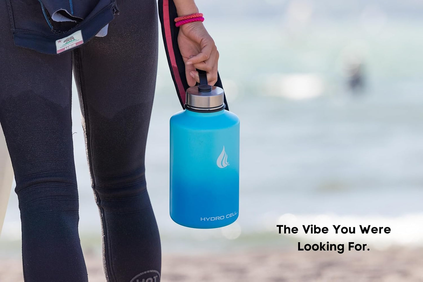 HYDRO CELL Stainless Steel Insulated Water Bottle with Straw - For Cold & Hot Drinks - Metal Vacuum Flask with Screw Cap and Modern Leakproof Sport Thermos for Adults (Sky/Blue 64oz)