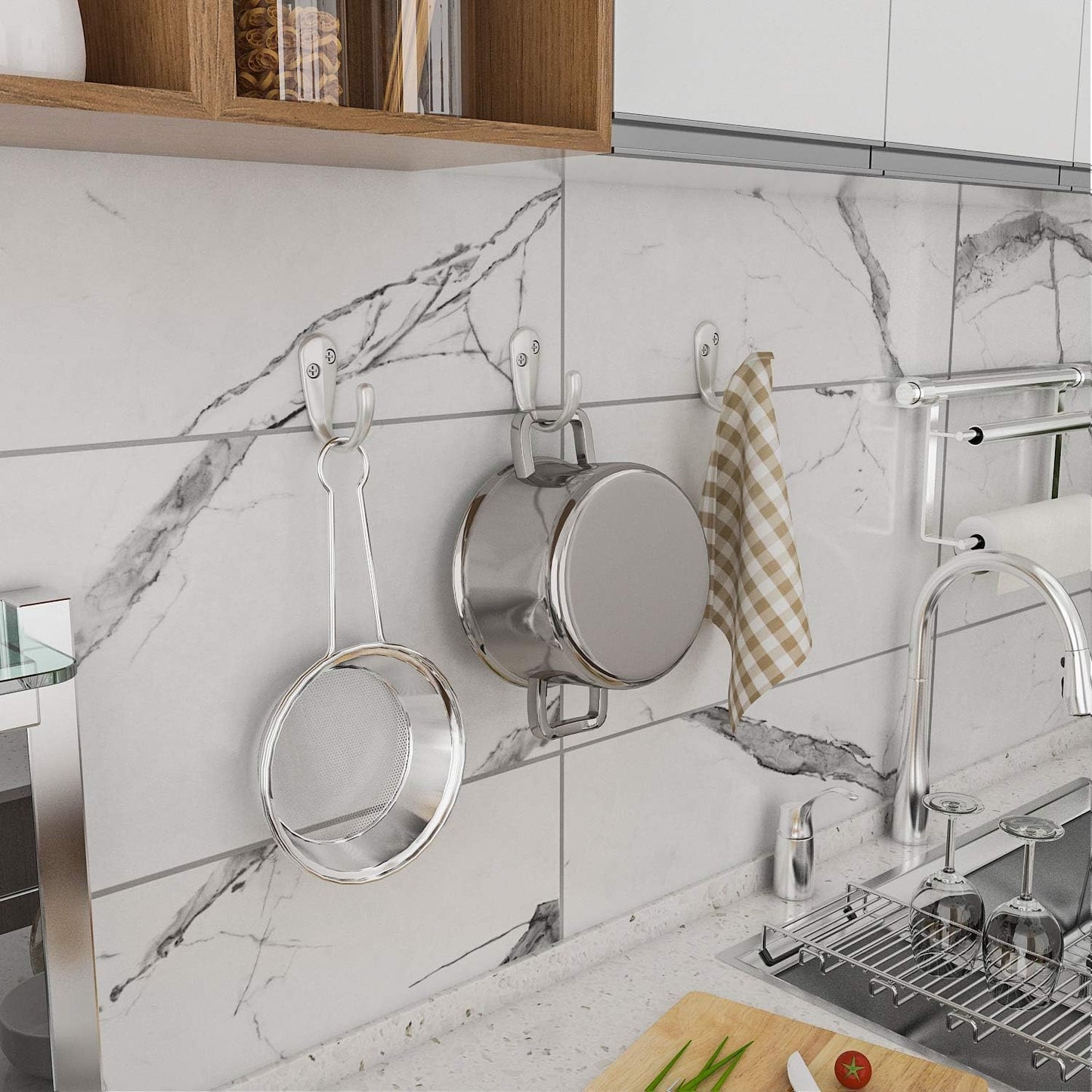 IBosins 20PCS Coat Hooks Wall Mounted Single Prong Robe Hook for Hanging Towel Hooks with 40 Screws for Cup, Mug, Bags, Hat, Cap, Scarf, Pet leashes