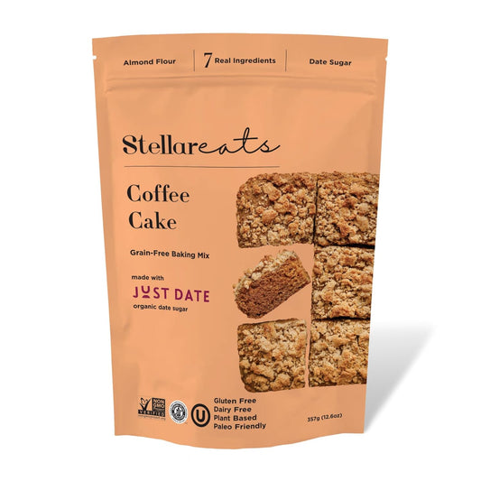 Stellar Eats Grain-Free Coffee Cake Baking Mix | Gluten-Free, Dairy-Free, Plant-Based, Paleo-Friendly, Naturally Sweetened with Date Sugar, Certified Kosher | Almond Flour-Based | 12.6 oz | 1 Pack