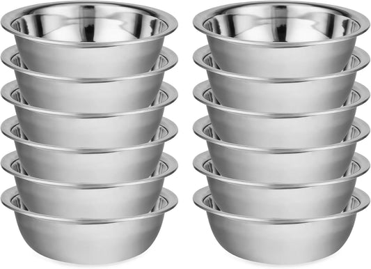 12 Pack 11.8 x 4 Inch Stainless Steel Mixing Bowls for Bulk Food Prep with Nesting Design for Hotel Restaurant and Home Kitchen Cooking in Silver