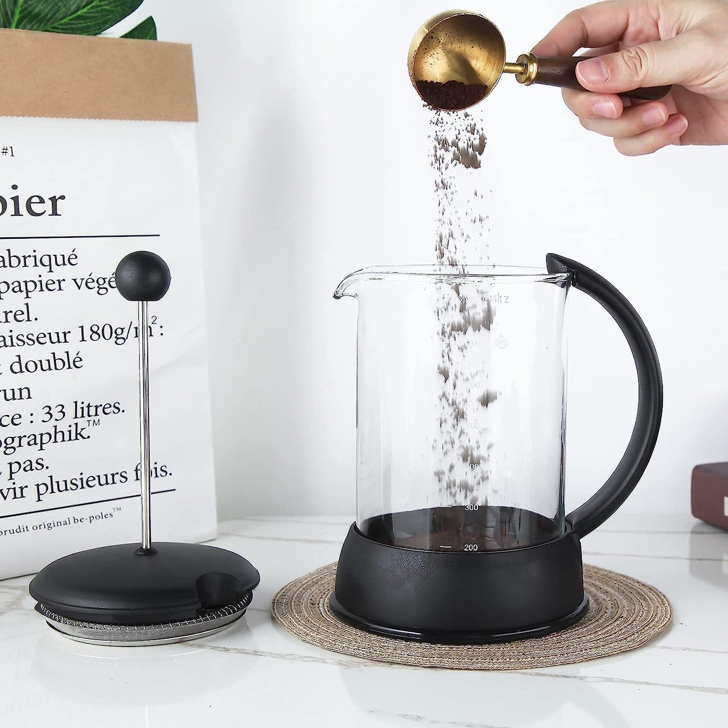 Easyworkz Retro Stainless Steel Coffee Spoon With Black Walnut Handle,10g - Measuring Spoon (Brushed gold)