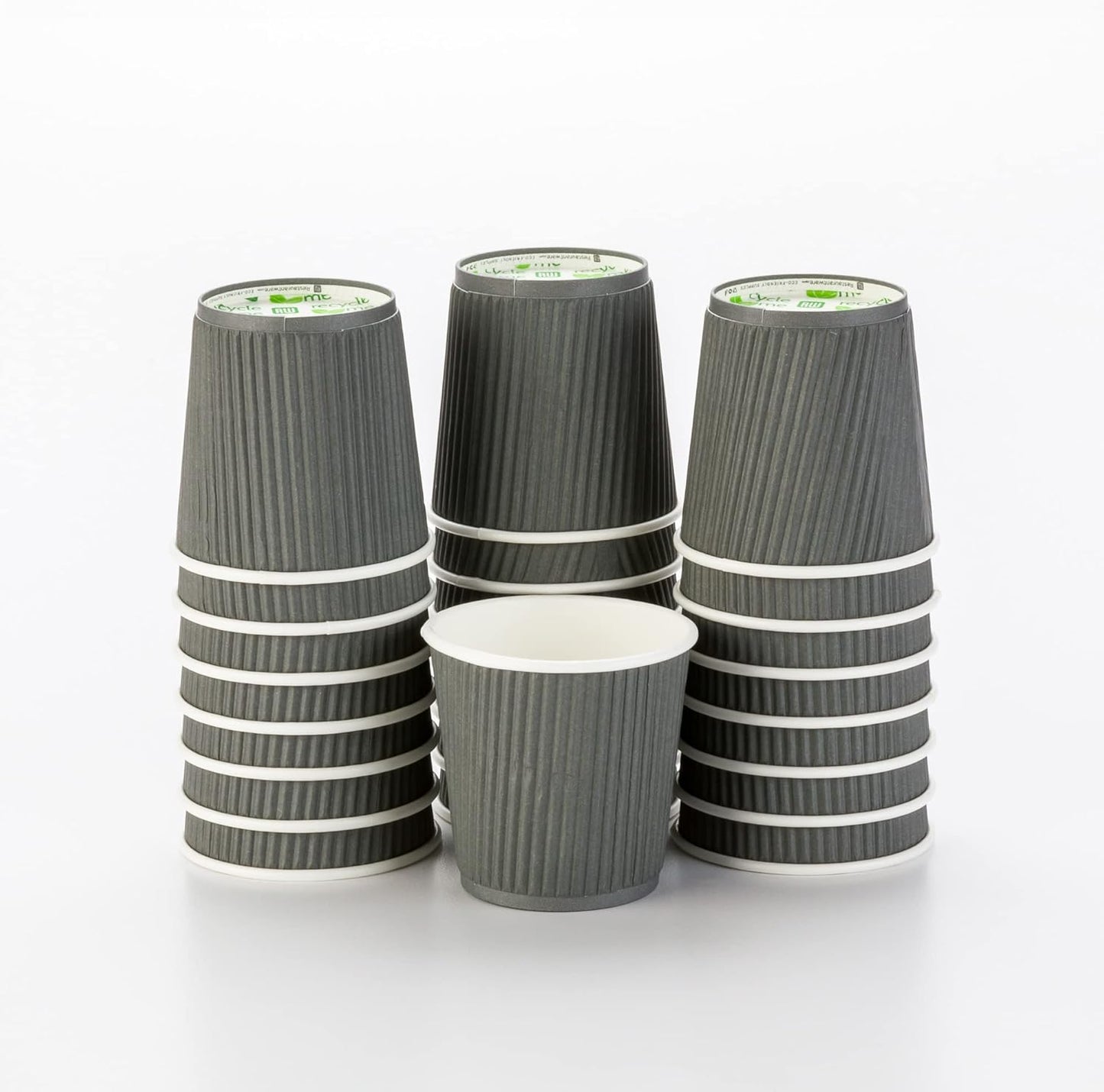 Restaurantware 4 Ounce Ripple Wall Disposable Coffee Cups, 500 Insulated Gray Paper Tumblers with Rolled Rim Design, Lids Sold Separately for Hot Drinks like Tea, Hot Chocolate and More