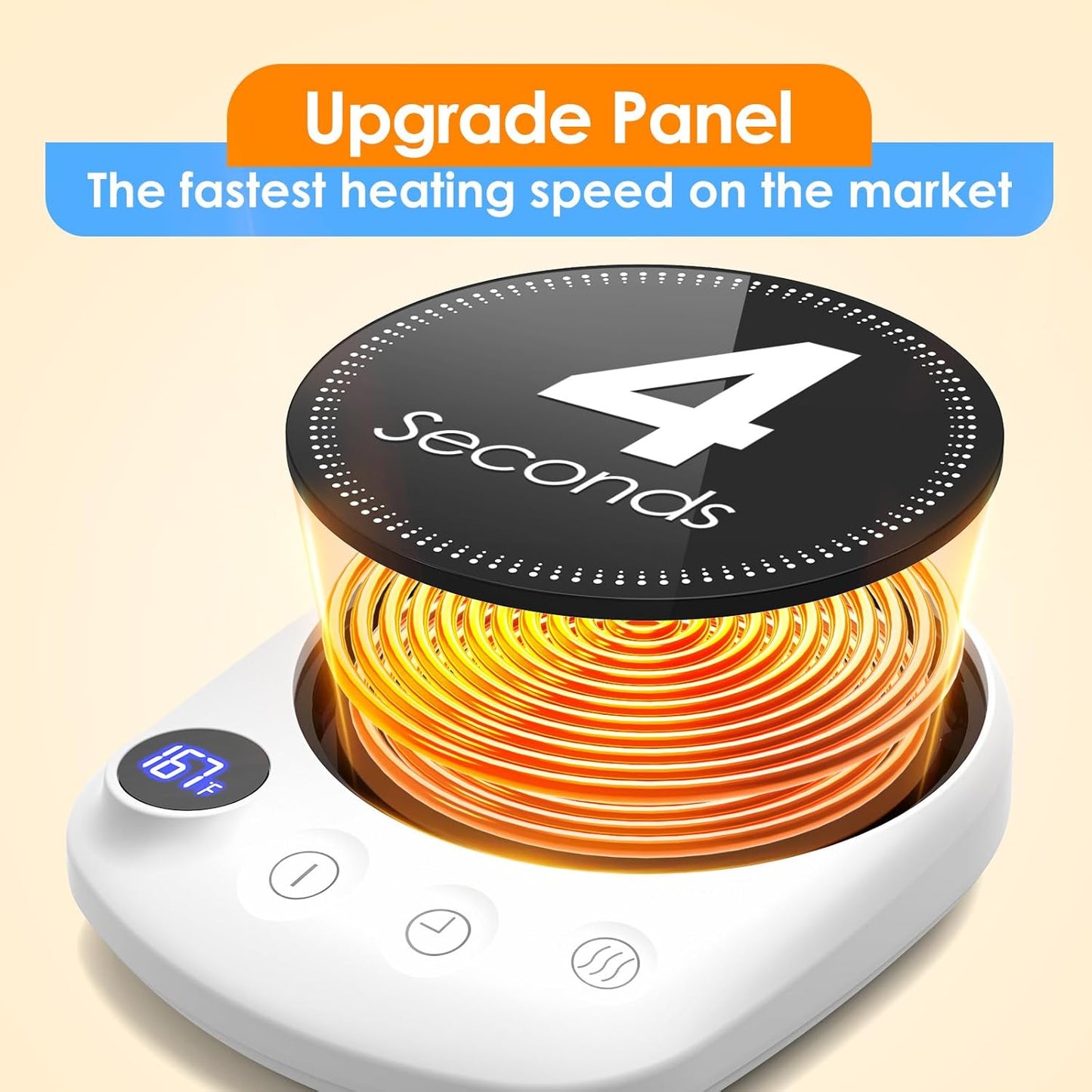 Coffee Mug Warmer - Fastest Heating & Highest Temperature, Coffee Cup Warmer for Desk Auto Shut Off, 4 Temp Settings & 1-12H Timer, Smart Electric Beverage Warmer for Coffee Candle (White)