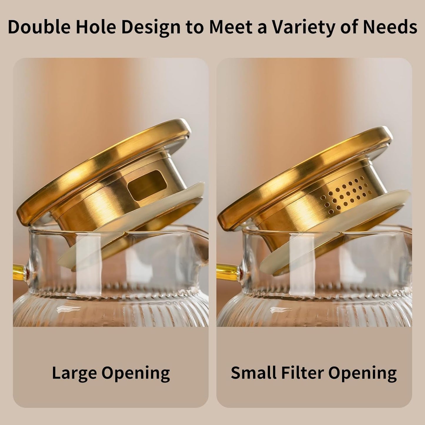 2 PACK Glass Pitcher with Lid, 84oz/2.5L Liter Classic Vertical Stripes Water Pitcher,Glass Water Carafe for Cold Brew, Coffee, Lemonade, Iced Tea,Sun Tea, Beverage, Heat Resistant