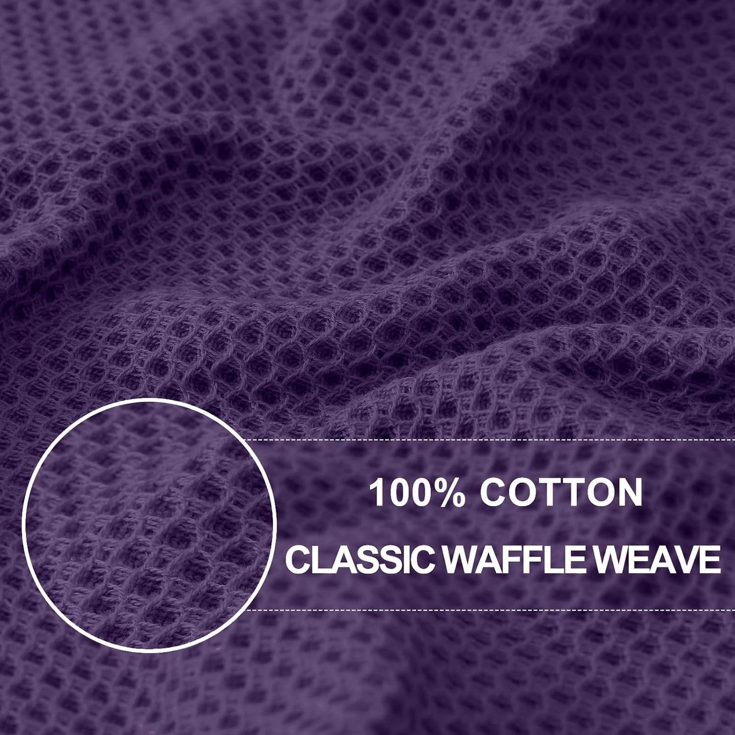 Homaxy 100% Cotton Waffle Weave Kitchen Dish Towels, Ultra Soft Absorbent Quick Drying Cleaning Towel, 13 x 28 Inches, 4-Pack, Eggplant