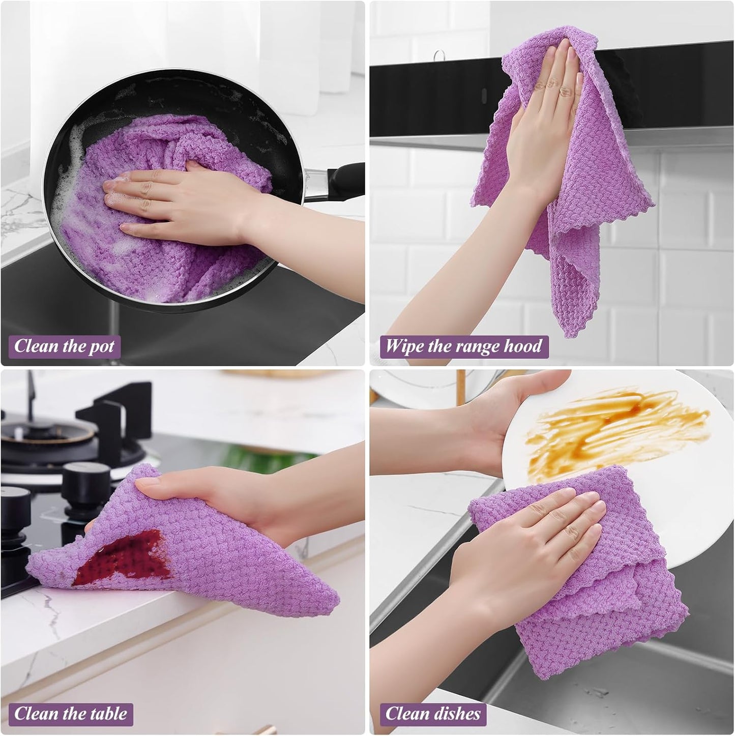 Homaxy 12 Pack Kitchen Dish Cloths, Ultra Soft and Absorbent Dish Towels, Reusable Fast Drying Microfiber Cleaning Cloth, Coral Velvet No-lint Cleaning Rags, 10 x 10 inches, Mix Color