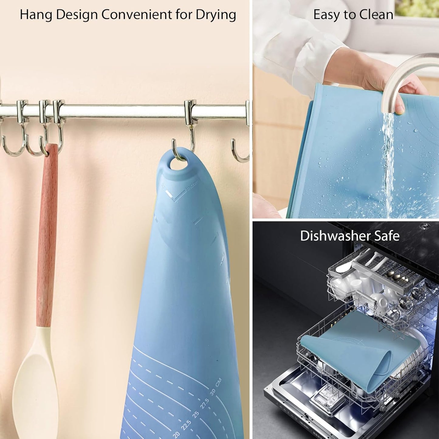 28"X20" Silicone Baking Mat Extra Large Non-stick Pastry Mat with High Edge, Dough Rolling Board for Pastry, Macarons, Pies, Bread, Cookies, Pizza, Fondant, Pasta, Food Grade Silicone Baking Supplies