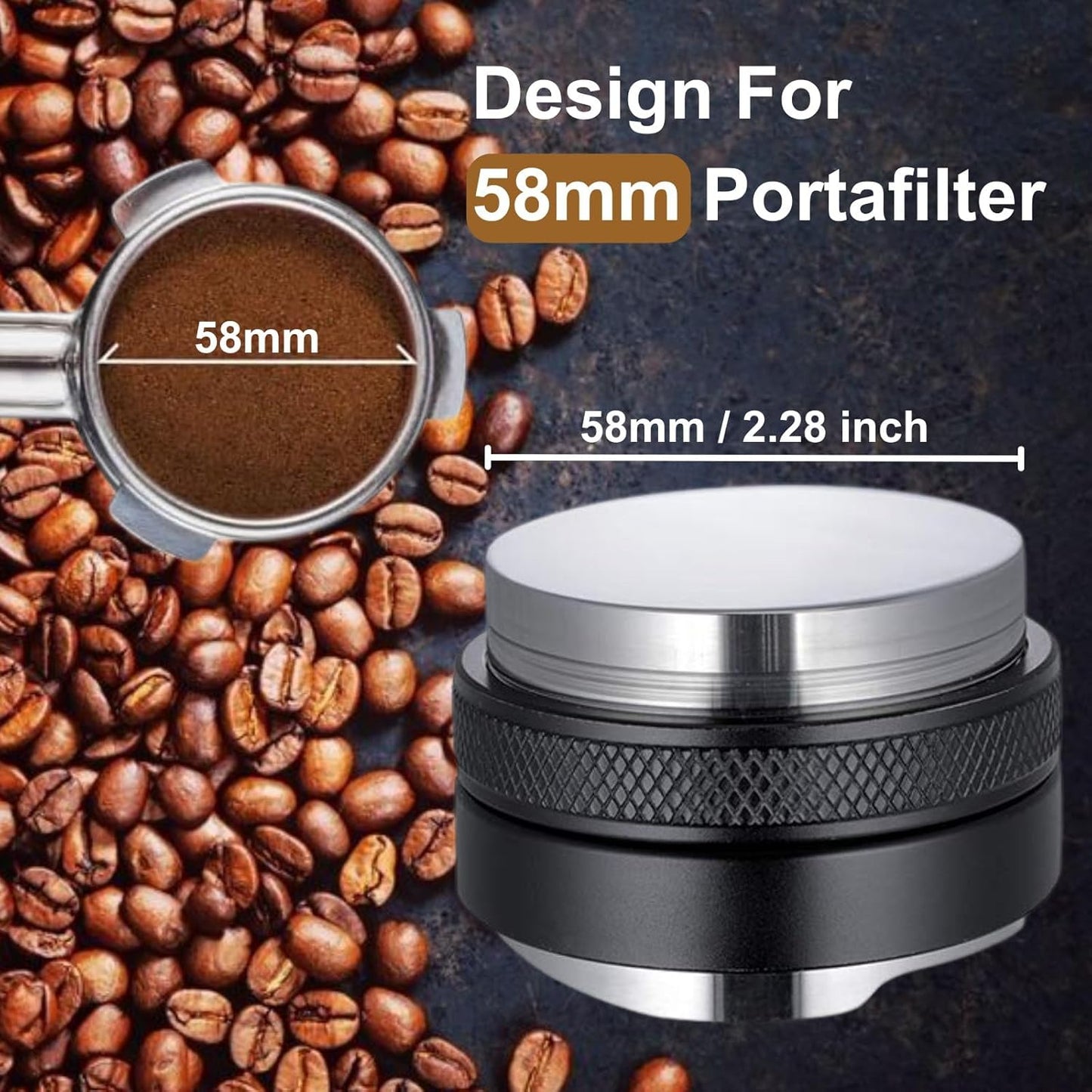 58mm Coffee Tamper and Distributor, Dual Head Coffee Leveler Fits for 58mm Portafilter, Adjustable Depth Espresso Hand Tampers, Professional Barista Espresso Distribution Tool