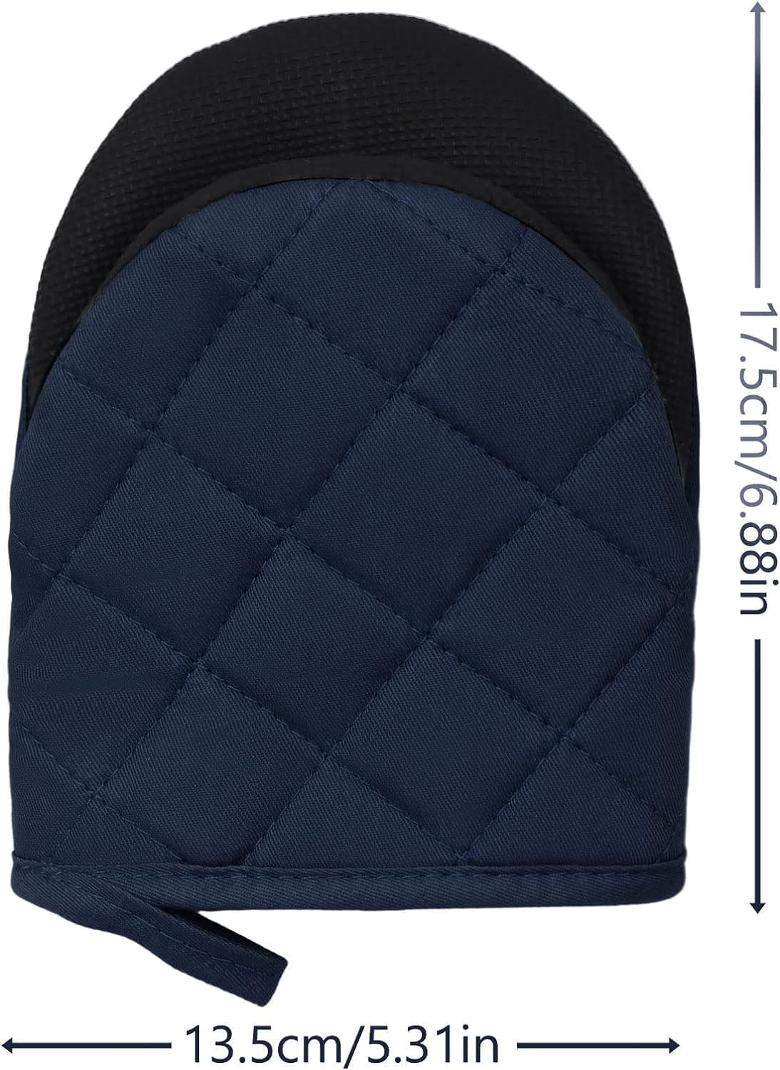 Short Oven Mitts, Heat Resistant Silicone Kitchen Mini Oven Mitts for 500 Degrees, Non-Slip Grip Surfaces and Hanging Loop Gloves, Baking Grilling Barbecue Microwave Machine Washable, 1 Piece