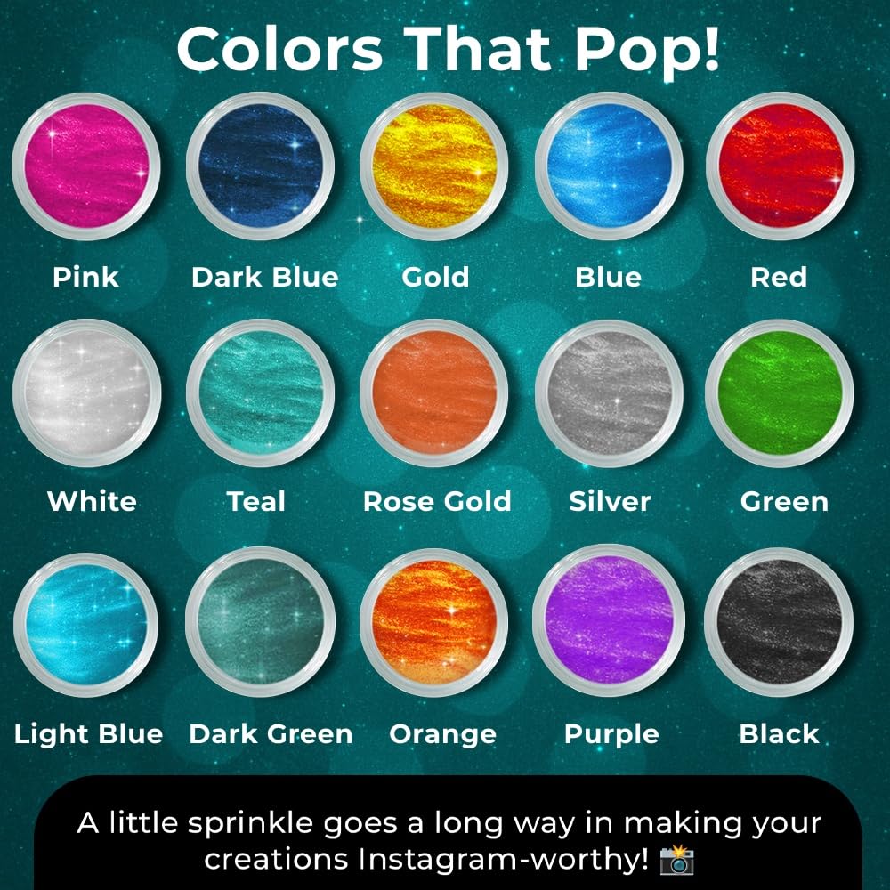 Bulk (20g) Luster Dust Edible Cake Decorations, Teal Edible Dust for Cake Edible Luster Dust for Cupcake Decorations, Cake Drip, Teal Edible Paint for Cakes, Edible Shimmer Dust for Drinks