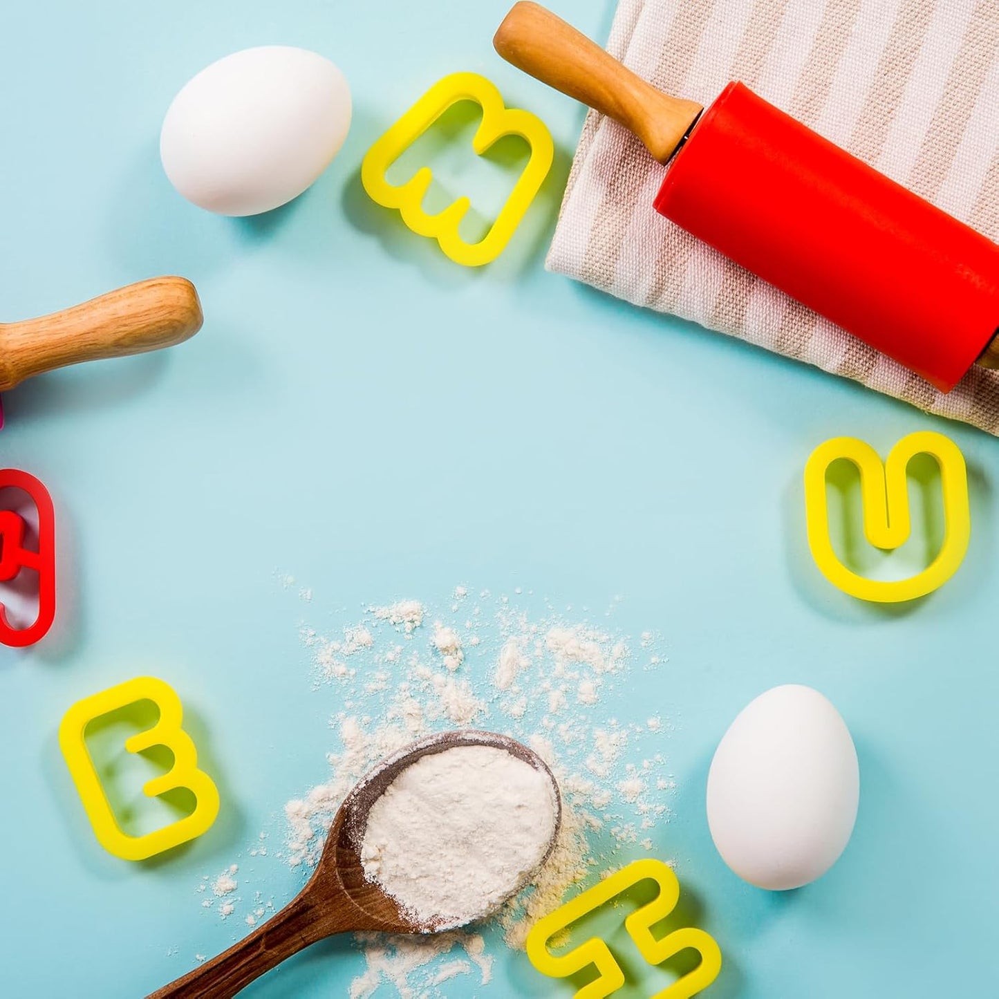 HARFINGTON Silicone Rolling Pins for Baking 12 Inch Wooden Handle Non Stick Rolling Pin Small Roller Playdough Rolling Pins for Dough Pizza Pastry Fondant Kitchen, Green