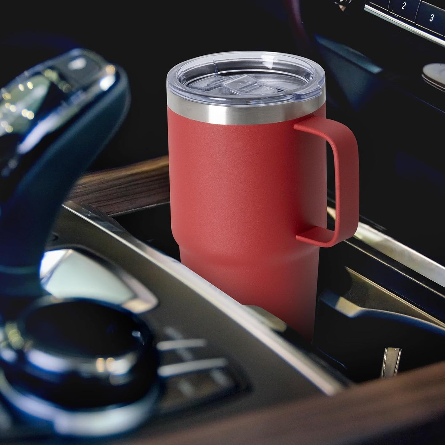 HASLE OUTFITTERS 20oz Tumbler Bulk with Lid, Stainless Steel Tumbler Bulk with Handle, Metal Insulated Travel Coffee Mug Set with Handle, Double Wall Vacuum Leak Proof Tumbler Cup, Red 6 Pack