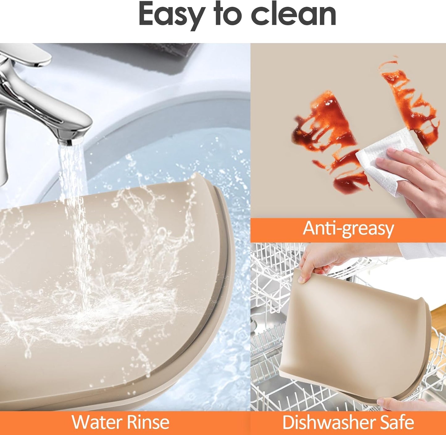 TOHONFOO Silicone Coffee Maker Mat with Lip, 17.4'' x 10.6'' Heavy Duty Coffee Maker Mat for Countertops, Coffee Tray Fit Under Coffee Machine Appliance Automatic Machines Espresso Accessory, Khaki